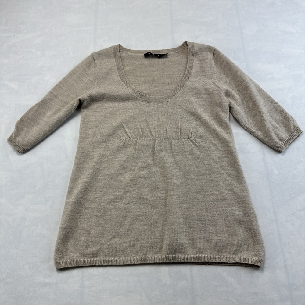 The Limited Wool Blend Sweater Dress Tunic Beige 3/4 Sleeve Small